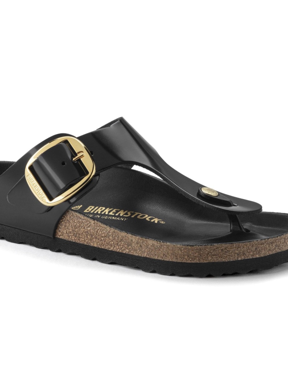 New Birkenstock Women's Gizeh High Shine Big Buckle Black Sandals US 7/EU 38 Reg